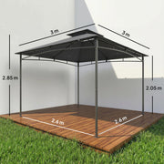 3x3m Metal Garden Gazebo with Weatherproof Canopy for Outdoor Dining and Gatherings, Dark Grey Outsunny
