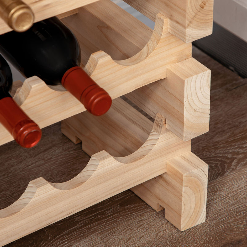 Three Tier Wooden Wine Rack Holds 36 Bottles Natural Finish by HOMCOM