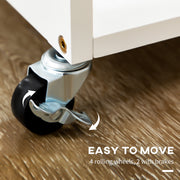 Kitchen Island Trolley with Storage Drawers and Drop Leaf Top with 2 Stools White