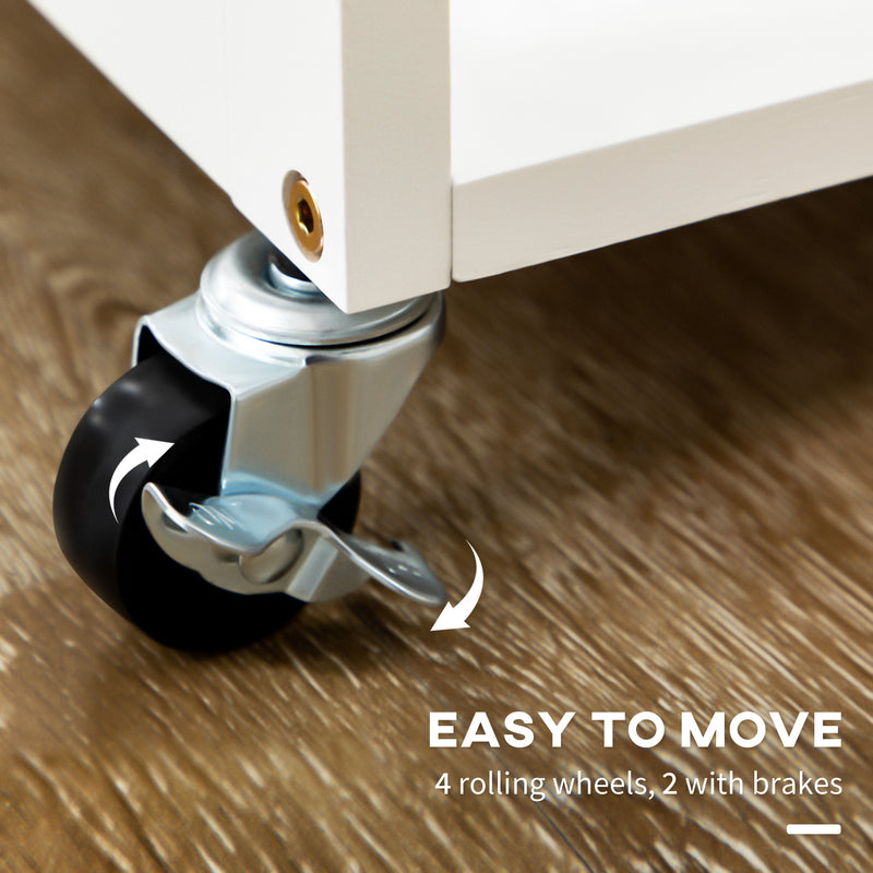 Kitchen Island Trolley with Storage Drawers and Drop Leaf Top with 2 Stools White