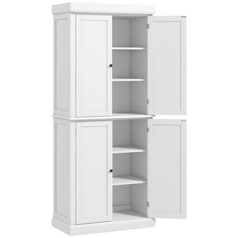 Freestanding Kitchen Storage Cupboard with Adjustable Shelves and 6 Tiers, White