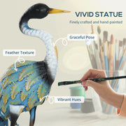 Outsunny Heron Garden Statue, Standing Garden Ornament, Metal Garden Gift with Stakes, 28 x 17 x 63 cm, Multi-Colour AOSOM