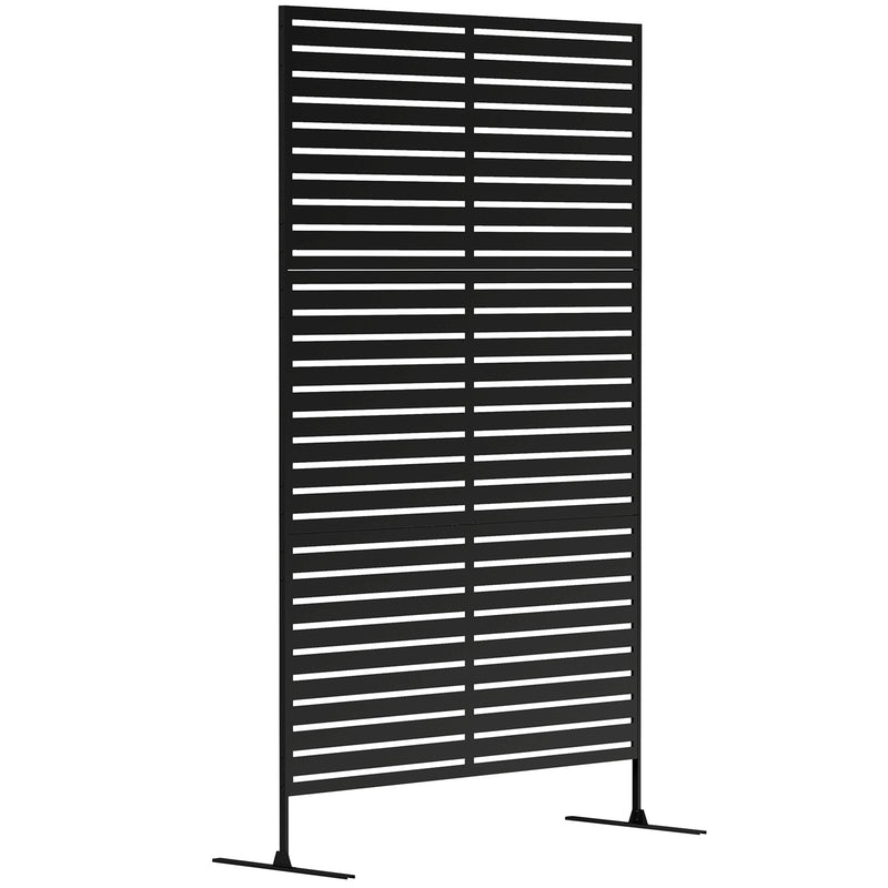 Black Metal Outdoor Privacy Screen With Feet for Dividing Garden or Patio Space with Trellis Support