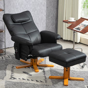 Black Faux Leather Massage Recliner Chair with Storage Ottoman by HOMCOM