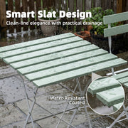 Foldable Garden Bistro Set for 2 with Acacia Wood Table and Chairs for Small Spaces Green White AOSOM