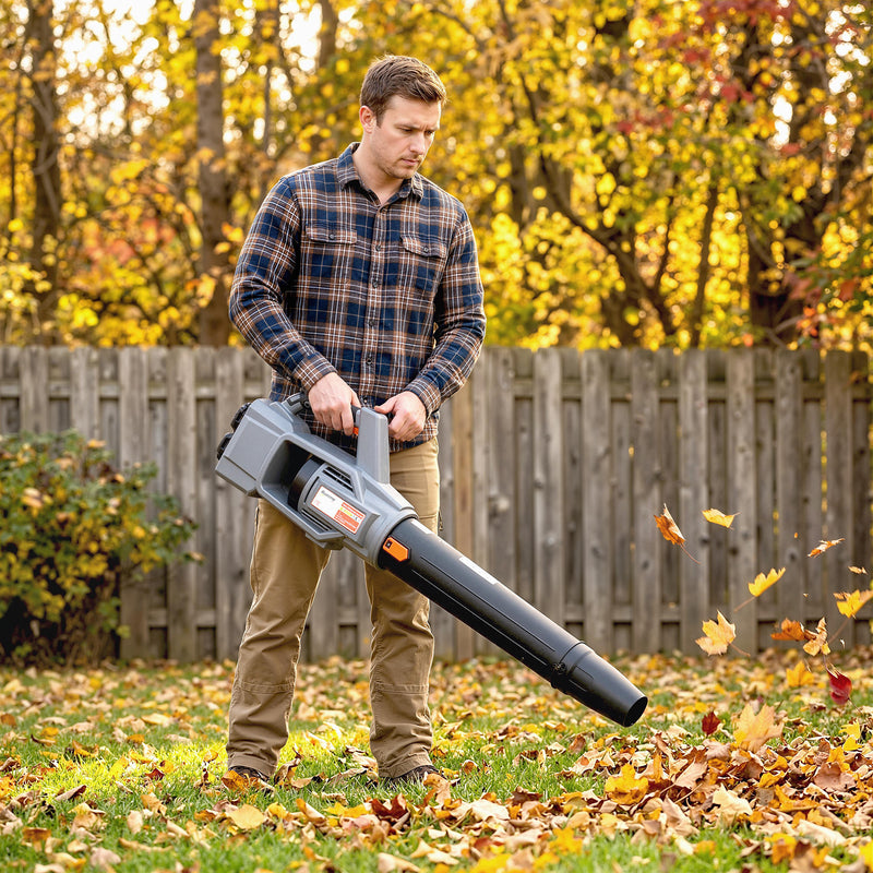 Cordless Leaf Blower for Quiet Garden and Patio Cleaning Lightweight Light Grey AOSOM