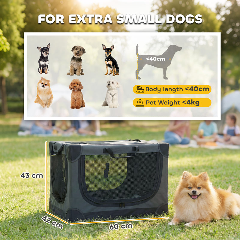 Foldable Soft Dog Travel Crate for Small Dogs Up to 4 kg Easy Storage Army Green AOSOM