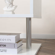 Set of 2 S Shape Wooden Coffee Tables with 2 Tier Storage for Living Room White