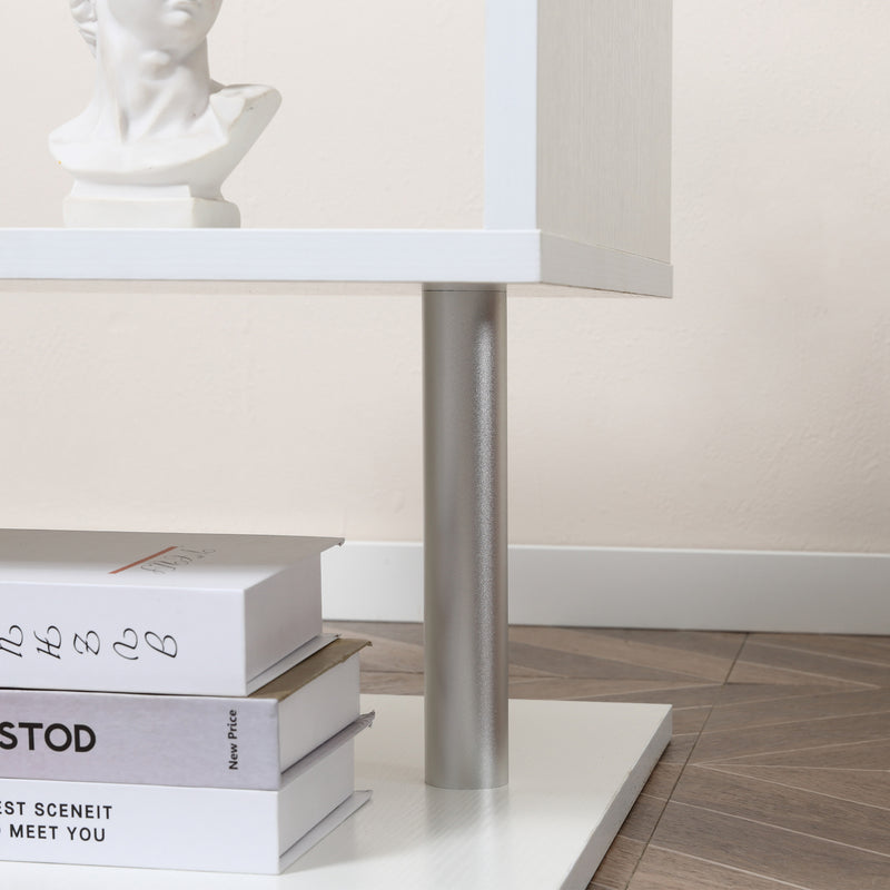 Set of 2 S Shape Wooden Coffee Tables with 2 Tier Storage for Living Room White