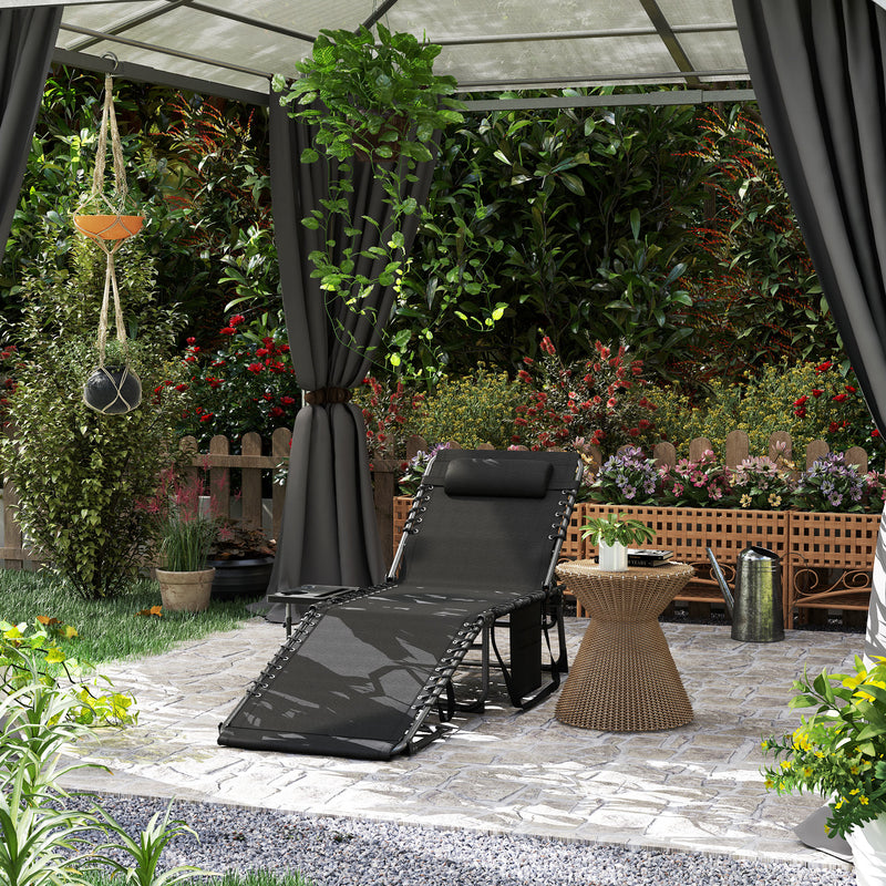 Five Position Reclining Sun Lounger Black Adjustable Garden Chair by Outsunny