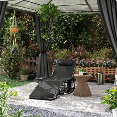 Five Position Reclining Sun Lounger Black Adjustable Garden Chair by Outsunny
