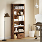 6 Tier Wooden Bookcase With Open Shelves For Living Room Or Office Rustic Brown AOSOM