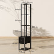 Modern LED Floor Lamp With Shelves and Fabric Drawer For Living Room or Bedroom, Black