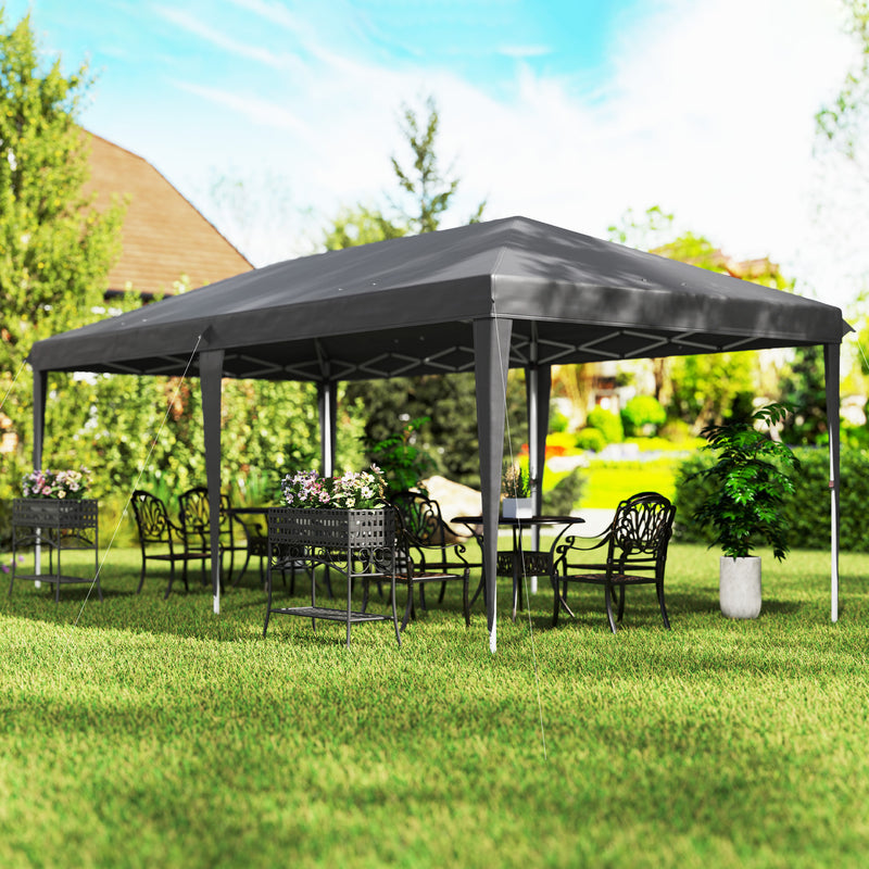 Grey 6 x 3m Pop Up Gazebo with Steel Frame Waterproof Canopy by Outsunny