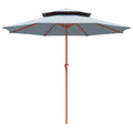 2 Tier Patio Umbrella for Garden Shade with Rotating Double Canopy and Easy Crank Outsunny