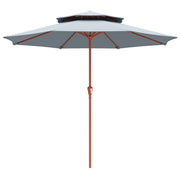 2 Tier Patio Umbrella for Garden Shade with Rotating Double Canopy and Easy Crank Outsunny