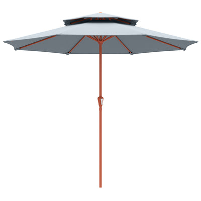 2 Tier Patio Umbrella for Garden Shade with Rotating Double Canopy and Easy Crank Outsunny