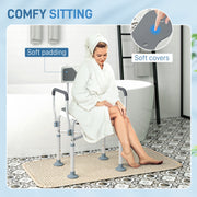 Height Adjustable Shower Chair with Padded U-Shaped Seat and Non-Slip Feet for Elderly by HOMCOM