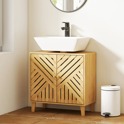 Under Sink Bathroom Cabinet with Adjustable Shelf for Pedestal Free Basins