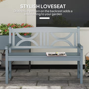 Grey 2 Seater Wooden Garden Bench Outdoor Patio Loveseat for Porch by Outsunny