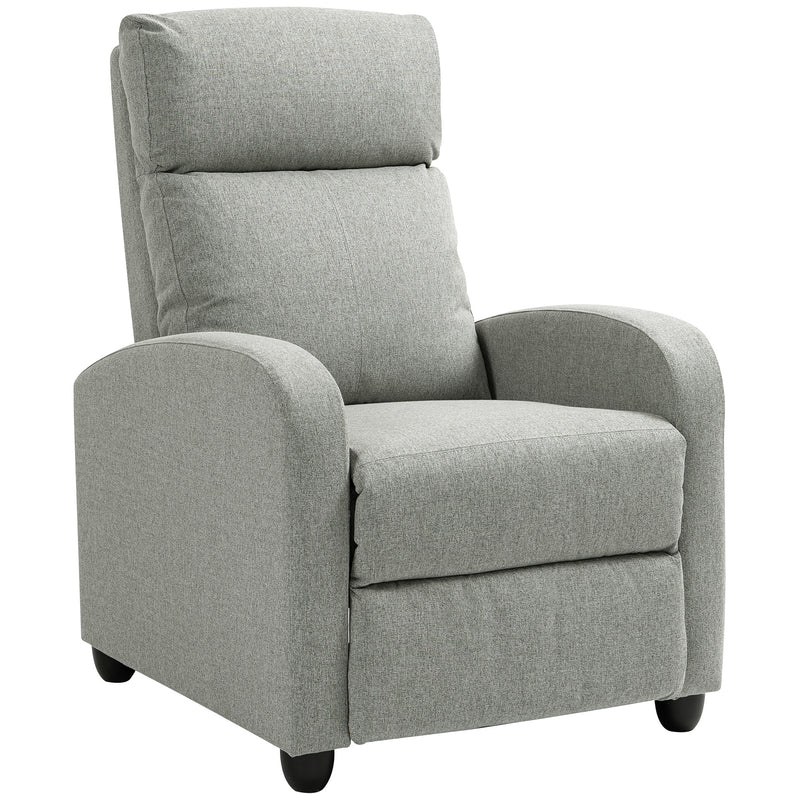 Grey Push Back Recliner Armchair with Footrest 135Â° Adjustable by HOMCOM
