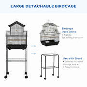 Tall Metal Bird Cage with Swing Perch and Tray for Budgies Finches Canaries, Black
