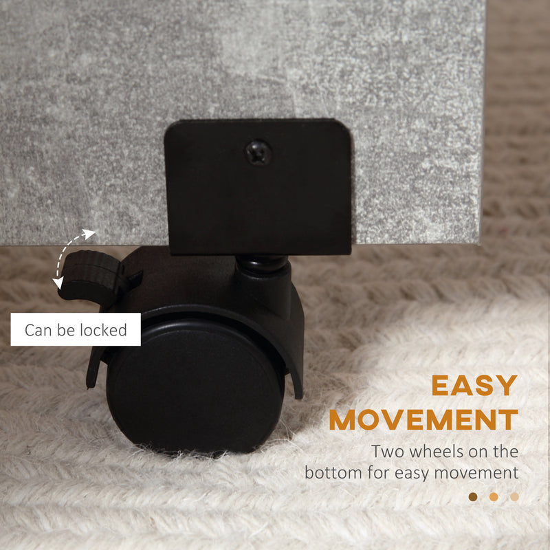 Folding Drop Leaf Dining Table with Storage Shelves and Wheels for Small Kitchens Cement Grey