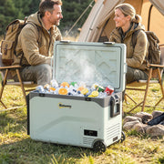 Camping Fridge with Wheels and Bluetooth Control for Fresh Food and Drinks 42.5L Green AOSOM
