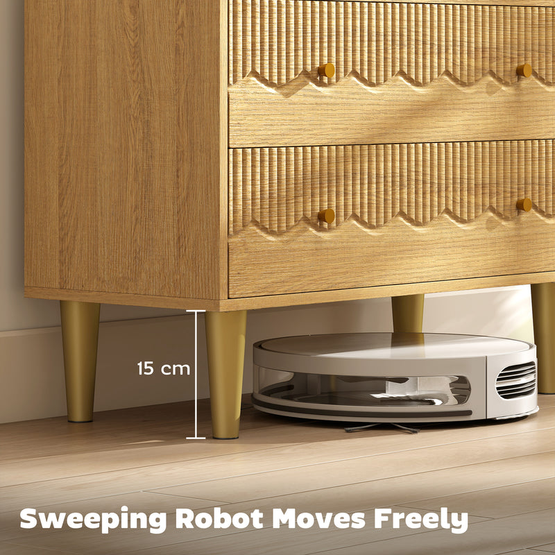 Chest of Drawers with Three Large Storage Drawers and Easy Clean Surface Oak Grain AOSOM
