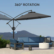 Grey 3m Cantilever Garden Parasol with Cover Wind Strap and Tilt by Outsunny