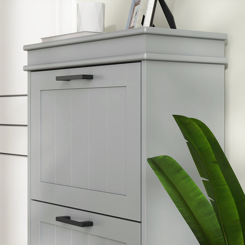 Three Drawer Slimline Shoe Storage Cabinet For Hallway Or Entryway, Grey