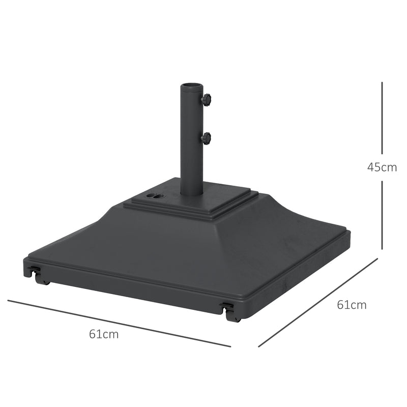Black 60kg Garden Parasol Base With Wheels Fillable With Water Or Sand For Stability