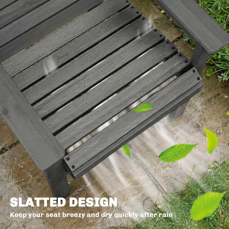 Garden Chair for Relaxing Outdoors with Curved Seat and Water Resistant Fir Wood Grey Outsunny