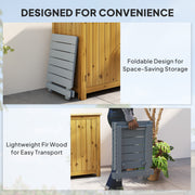 Foldable Wooden Garden Side Table for Outdoor or Indoor Use Slatted Top Light Grey Outsunny