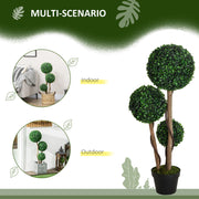 Artificial Boxwood Topiary Tree 90cm Dark Green in Pot for Indoor Outdoor Decor by HOMCOM