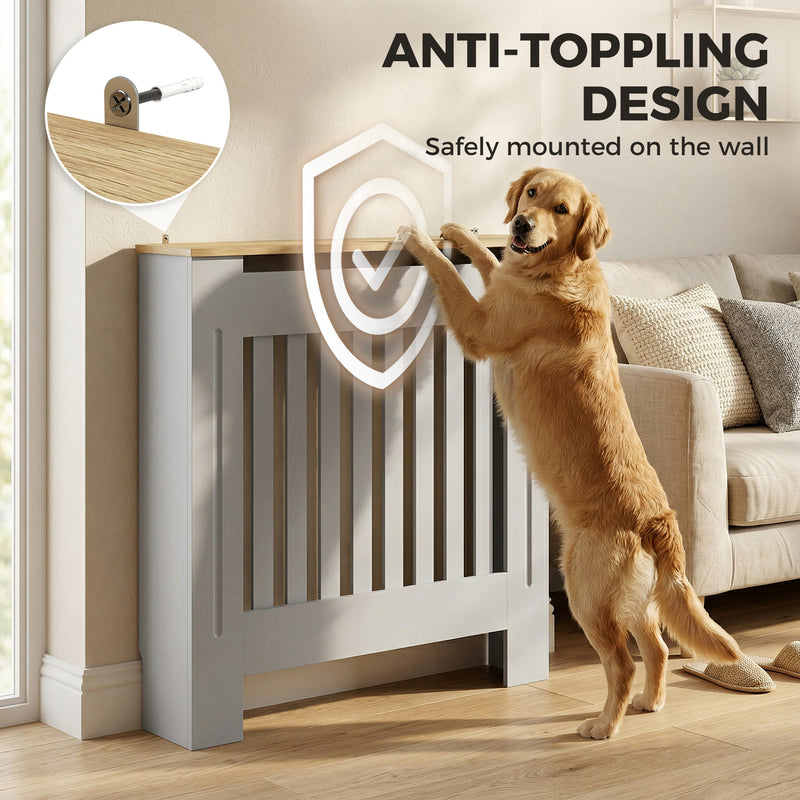 Radiator Cover with Shelf for Tidy Storage and Child Safety Grey Homcom