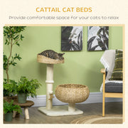 Cat Tree Tower with Sisal Scratching Post and Two Plush Beds for Kittens 72cm Grey AOSOM