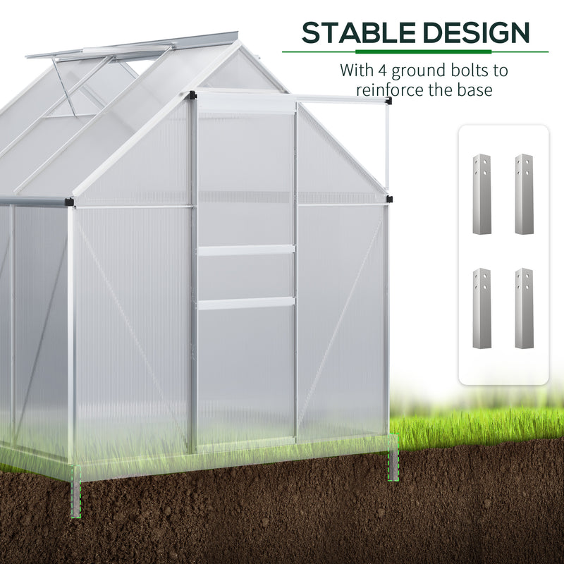 Compact Walk In Polycarbonate Greenhouse 190 x 190cm for All-Season Growing by Outsunny