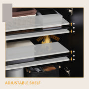 Freestanding Black High Gloss Storage Cabinet With Adjustable Shelves For Home Use