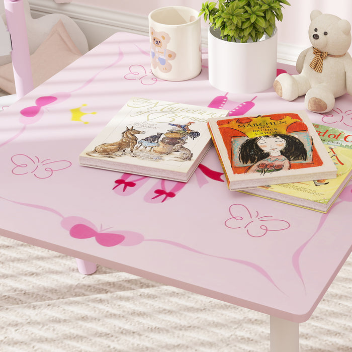 Princess Kids Table and Chairs Set for Drawing Art and Playroom Activities by AIYAPLAY