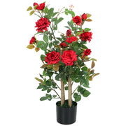 Artificial Rose Tree 90 cm for Easy Year Round Home or Garden Display Red AOSOM
