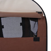 Folding Fabric Pet Travel Crate with Mesh Windows and Carry Handle for Small Dogs, Brown