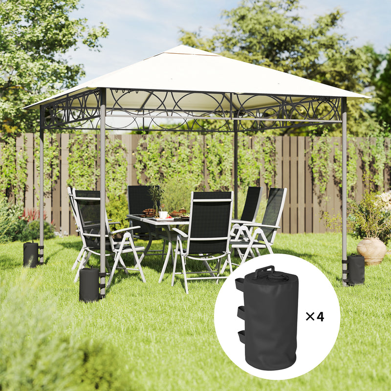 Gazebo Weight Bags Set of 4 for Secure Outdoor Shelter with Easy Fill and Carry Black