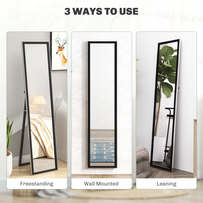 Black Full Length Mirror with Glitter Frame by HOMCOM