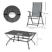 Grey 7 Piece Steel Patio Dining Set With Parasol Hole by Outsunny