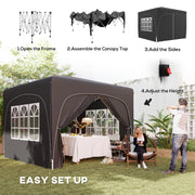 Black 3 x 3m Pop Up Gazebo Shelter with Accessories for Outdoor Events by Outsunny