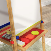 3 in 1 Wooden Kids Easel with Paper Roll Whiteboard Chalkboard and Painting Accessories by AIYAPLAY Aiyaplay