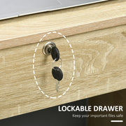 Computer Desk with Drawers and Lockable Storage for Organised Home Office Oak AOSOM