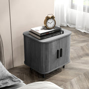 Nordic Bedside Table with Sliding Roller Doors and Metal Legs for Bedroom Grey
