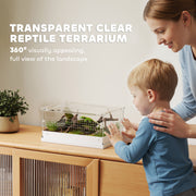 Acrylic Reptile Terrarium with Sliding Top and Vents for Snakes and Geckos Clear AOSOM